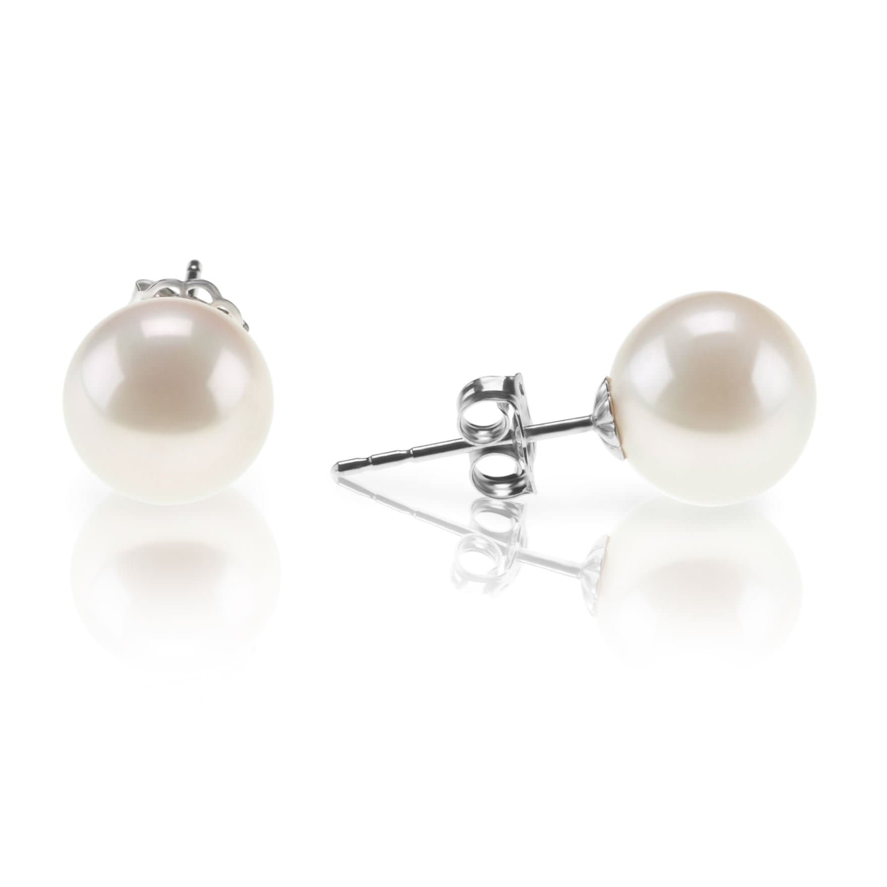 PAVOI 14K Gold Plated 925 Sterling Silver Round Stud White Simulated Shell Pearl Earrings