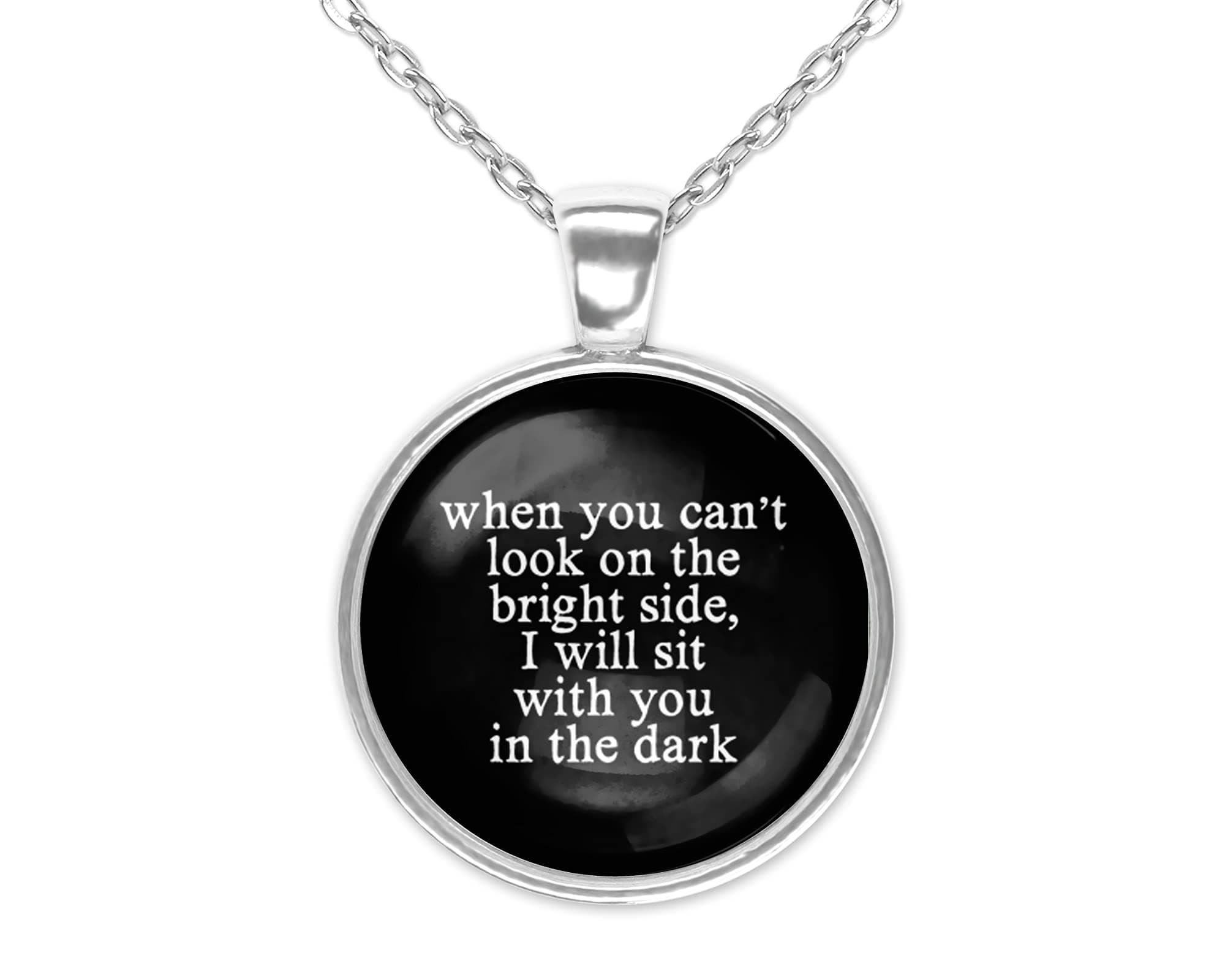 I Will Sit With You in the Dark Glass Tile Necklace
