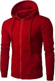 Sweatshirt for Mens Fashion Solid Zipper Hoodie Coats Drawstring Fitted Sport Casual Pullover Sweater Sweatshirts