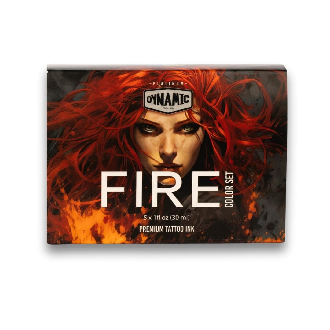 Dynamic Color Co-Fire Tattoo Ink Set: Ignite Your Artistry with 5 Bold Shades (1 oz Each) from The Dynamic Color Co. Platinum Collection.Reach Compliant, Made in Spain