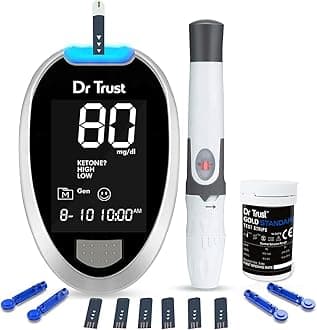 Dr TrustFully Automatic Blood Sugar Testing Glucometer Machine with 10 Strips(Black)