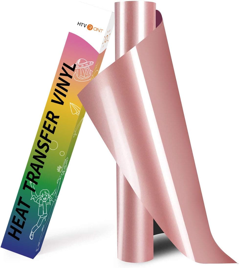 HTVRONT HTV Vinyl Rolls Heat Transfer Vinyl - 12" x 8ft Rose Gold HTV Vinyl for Shirts, Iron on Vinyl for All Cutting Machine - Easy to Cut & Weed for Heat Vinyl Design (Rose Gold)