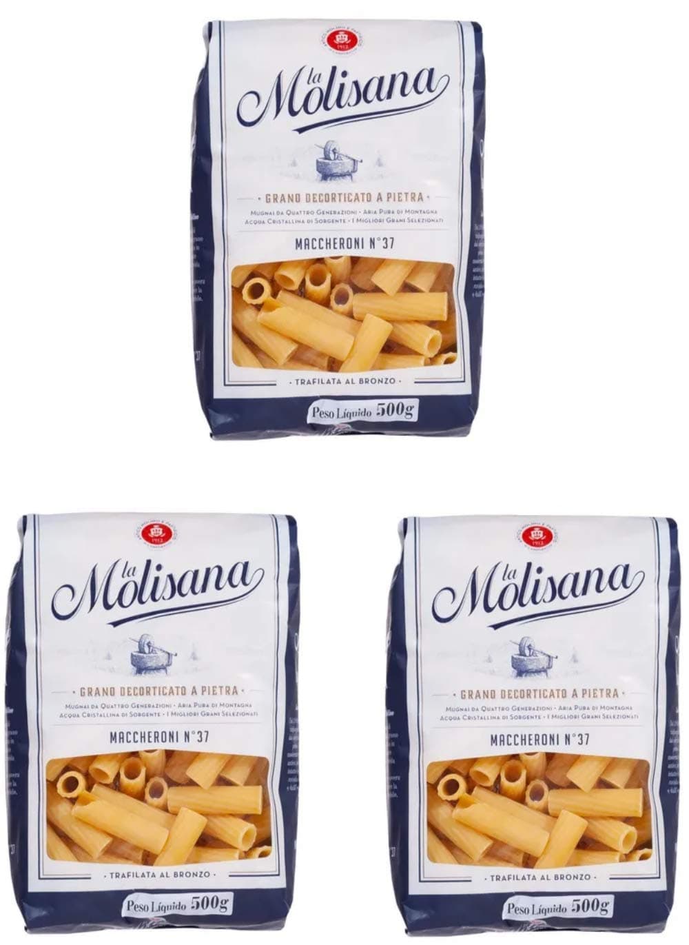La Molisana Maccheroni Short Pasta 17.6oz 500gr, Pack of 3