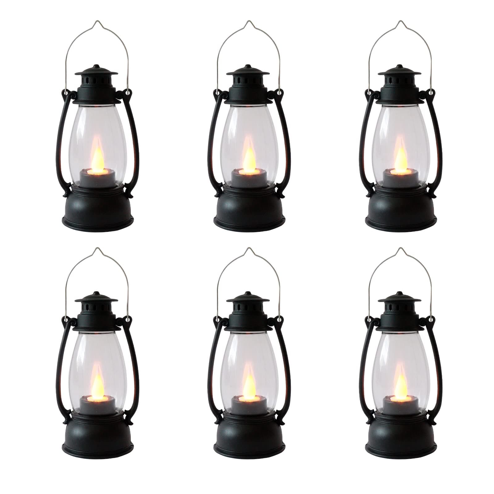 5.1 inch Mini Lanterns 6-Pcs LED Candle Small Lanterns Decorative Indoor Outdoor Hanging Light Ornaments Home Decor for Weddings Western Camping Party Halloween Christmas Decorations