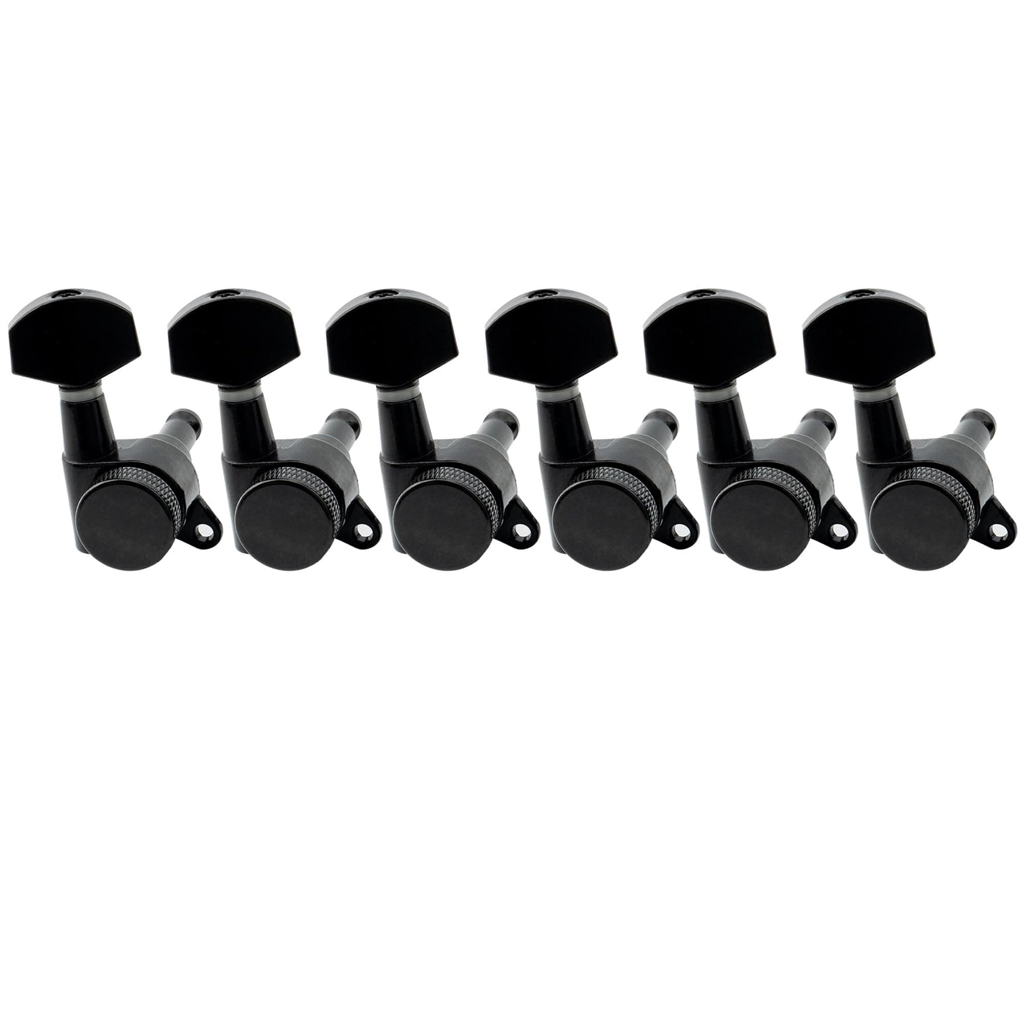 Musiclily Pro 6 in Line Guitar Locking Tuners Tuning Machines Set for Stratocaster Telecaster Style,Black
