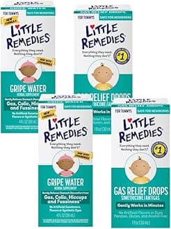 Little Remedies Little Colds, Safe for Newborns, Variety Pack, Gripe Water (4oz), Gas Relief Drops (Natural Berry Flavor (1oz) (2 of Each)