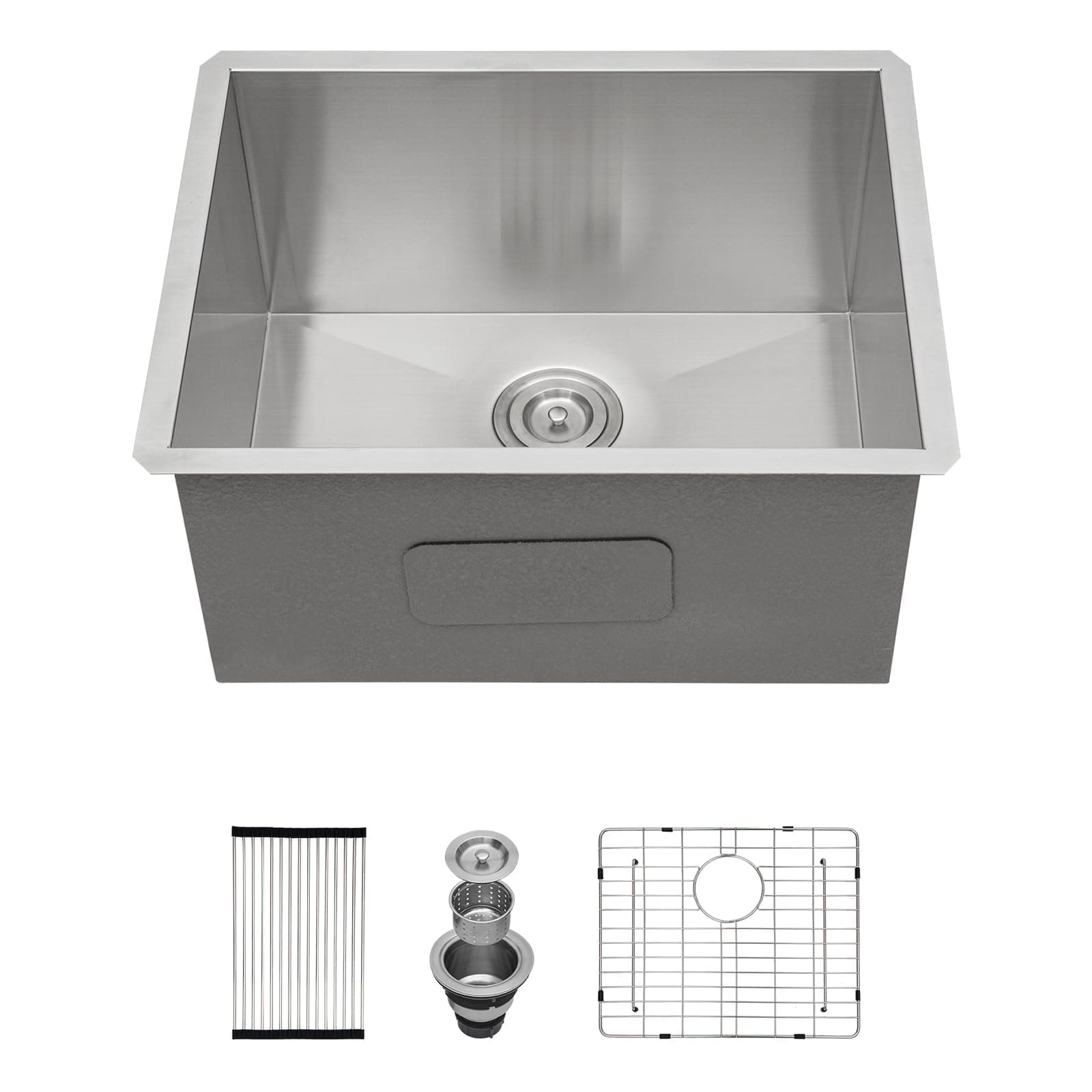 21x18 Inch Undermount Laundry Sink, 16 Gauge Stainless Steel 12 In Deep Single Bowl Utility Sink with Drying Rack, Durable, Modern Sink for Kitchen and Laundry Room