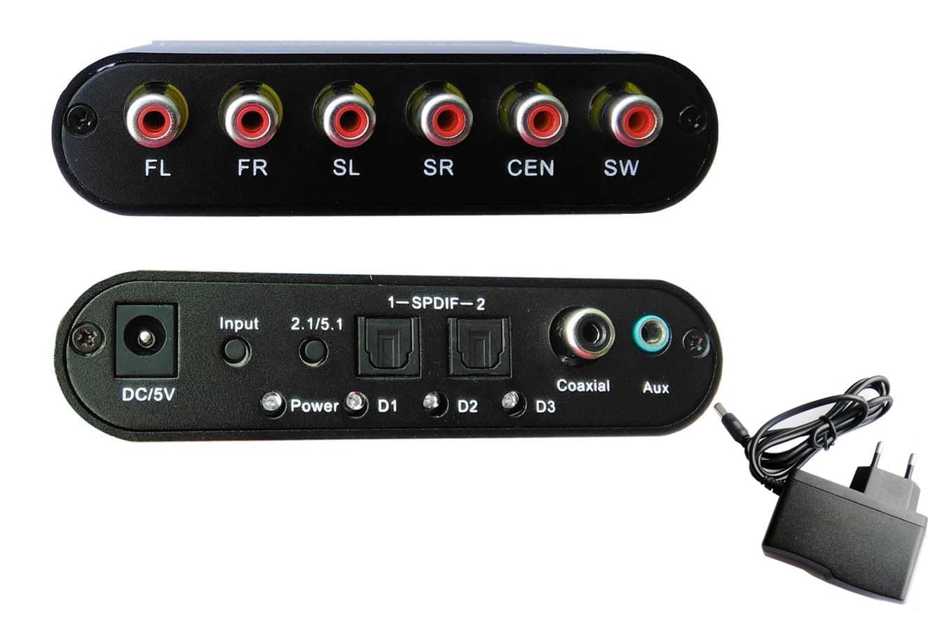 Easyday SKN RCA TOSLINK AC3 DTS Digital Optical Audio To 5.1 2.1 Channel Stereo Analog