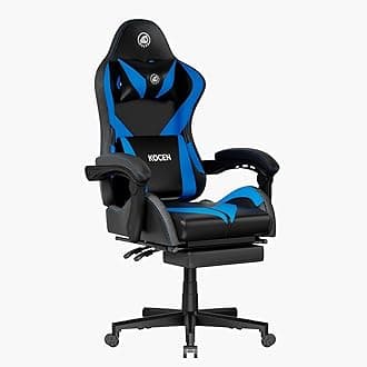 Gaming Chairs for Adults Tall and Kids，Lumbar Support,High Back Reclining Computer Chair with Headrest (Blue)