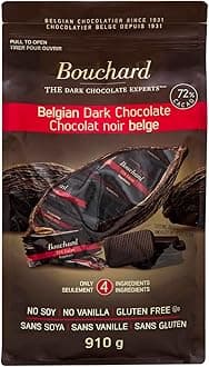 Bouchard Premium Belgian Dark Chocolate with 72% Cacao | Individually Wrapped Pieces (2 LB) (CAN)