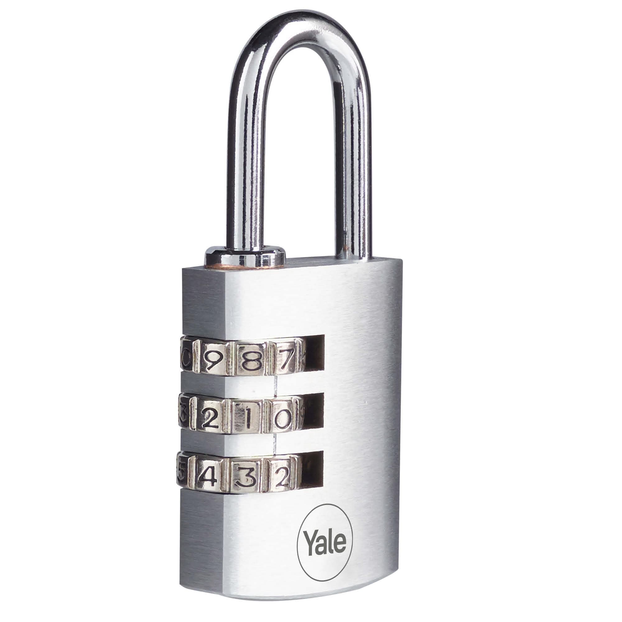 Padlock Combination Brass 30Mm Chrome Plated 3Dialkeys #Y151B/30/125/1 Yale