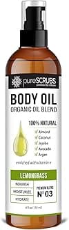 Ultra Moisturizing Lemongrass Body Oil Spray for Dry Skin, Massage, & More, Organic Super Blend of Jojoba, Argan, Coconut, Sweet Almond & Avocado Oils Enriched with Vitamin E, Lg 4oz