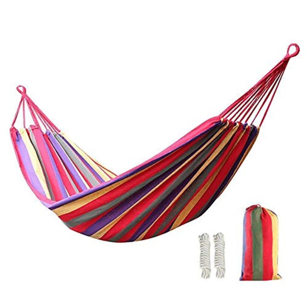 Outdoor Garden Hammock Cotton Soft Camping Hammock With Backpack for Double 2 Person, Load 450lbs,Best for Backyard Porch Travel Camping