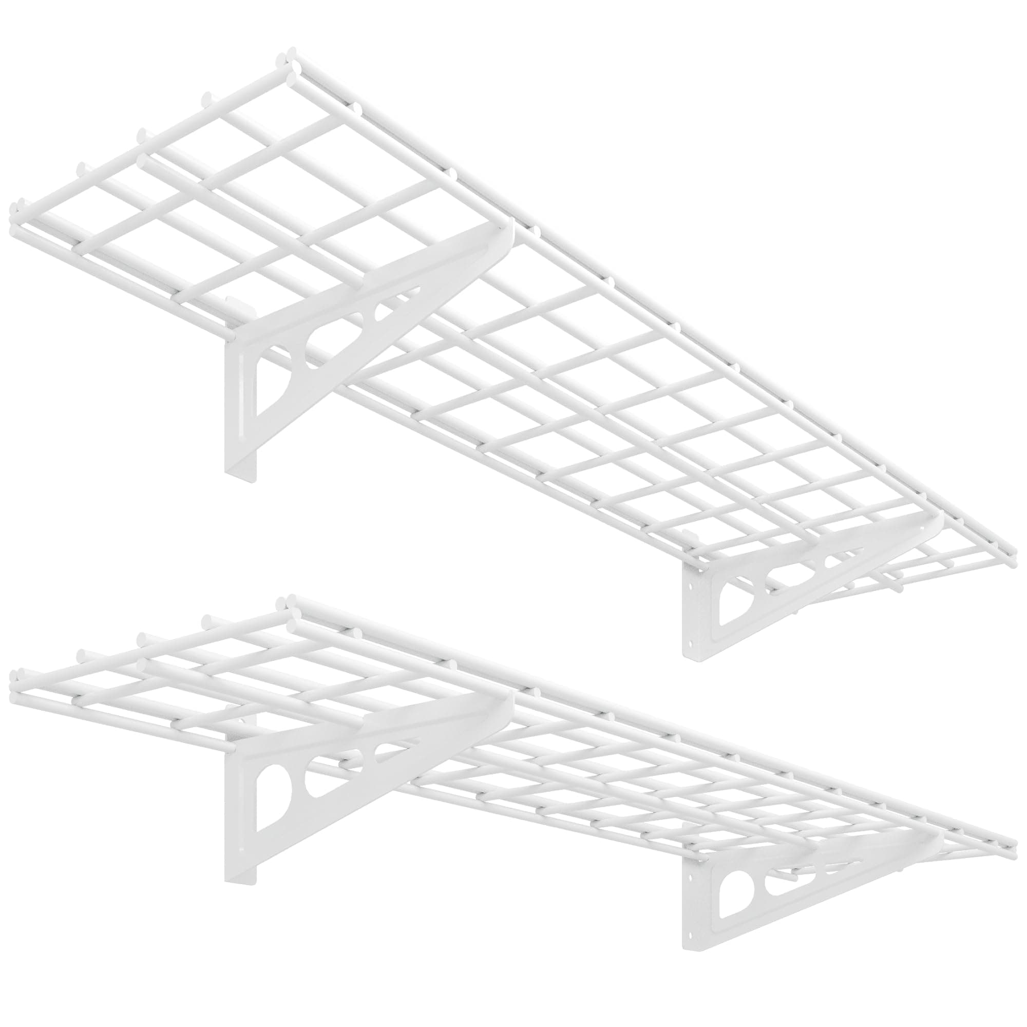 2-Pack 1x4ft 12-inch-by-48-inch Wall Shelf Garage Storage Rack Wall Mounted Floating Shelves, 450 lbs Load Capacity, White, Classic Series