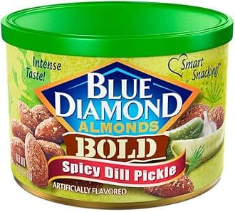 Blue Diamond Almonds Spicy Dill Pickle Flavored Snack Nuts, 6 Oz Resealable Can (Pack of 1)