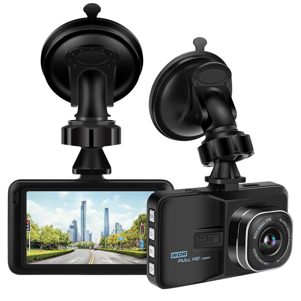 Car Dash Cam,Uniway Driving Video Recorder VR10 3'' Full HD 1080P Car DVR With 170°Wide Angle lens Motion detection G-sensor Built-in Lithium Battery Support SD Card-Black