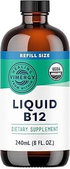 VimergyLiquid B12 Refill – Fast-Absorbing Brain Support – Energy Support Supplement – USDA Certified Organic, Vegan, Non-GMO – 240 Servings (240 mL)
