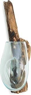 Handcrafted Glass Bowl on Driftwood Unique Decorative Glass Bowl for Table Centerpieces (Small)