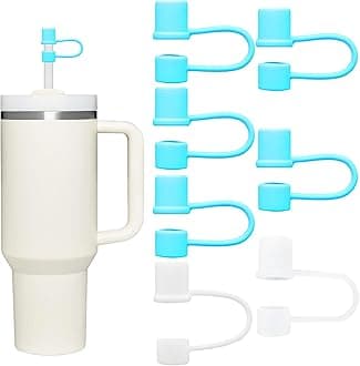 Stanley Straw Covers & Toppers for 30OZ/40OZ Tumblers, Food Grade Silicone (5pcs-Basic-Blue)