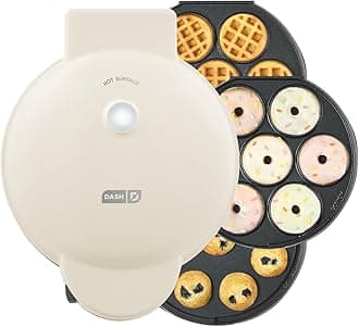 Dash MultiMaker Treat Maker System - Features Snap-and-Swap, Dishwasher Safe Plates - Makes Mini Donuts, Waffle Bites, and Mini Cupcakes - Cream