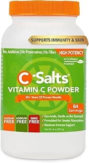 C-Salts Vitamin C Powder - 100% Pure Buffered Ascorbic Acid Powder for Daily Immune Support & Collagen Production - Stomach-Friendly Organic Vegan Non-GMO Sugar-Free - 84 Servings - Original, 8oz