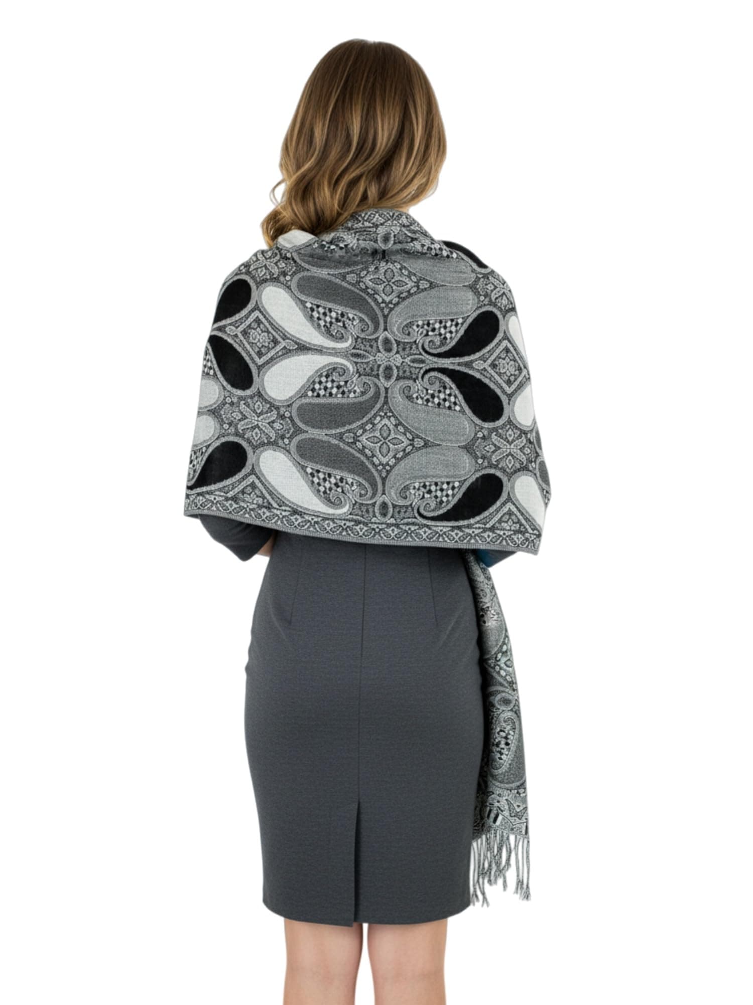 Paisley Two‑Layer Woven Pashmina Shawl Scarf – Soft Reversible Wrap & Stole for Women