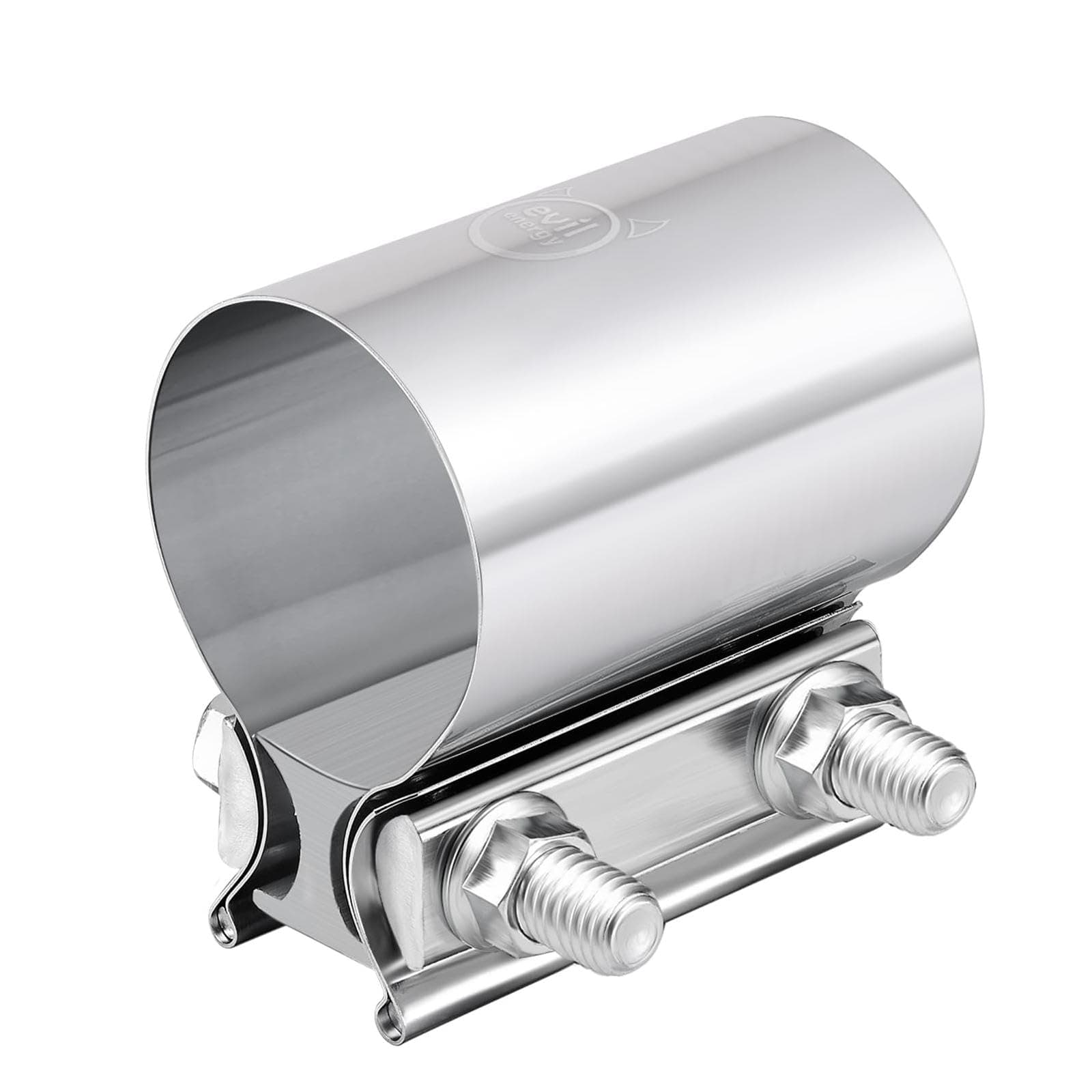 EVIL ENERGY 2.5 Inch Exhaust Clamp,2 1/2" Butt Joint Band Clamp Sleeve Coupler Stainless Steel for Pipes,Mufflers,Catalytic Converters 4PCS