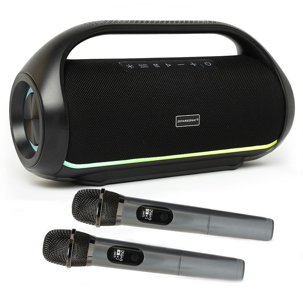 DYNASONIC S90 - IPX7 Portable Bluetooth Speaker Wireless Outdoor Speaker Stereo System Powerful Sound Player with LED Lights Micro SD USB