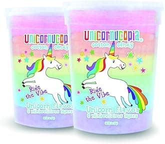Unicornucopia Cotton Candy - 2 Pack - 6 Flavor Rainbow Cotton Candy - Unicorn Birthday Party Favors Candy for Party Bags - Individual Cotton Candy Favors Rainbow Party Goodie Bag Bulk Party Favor for Kids Birthday