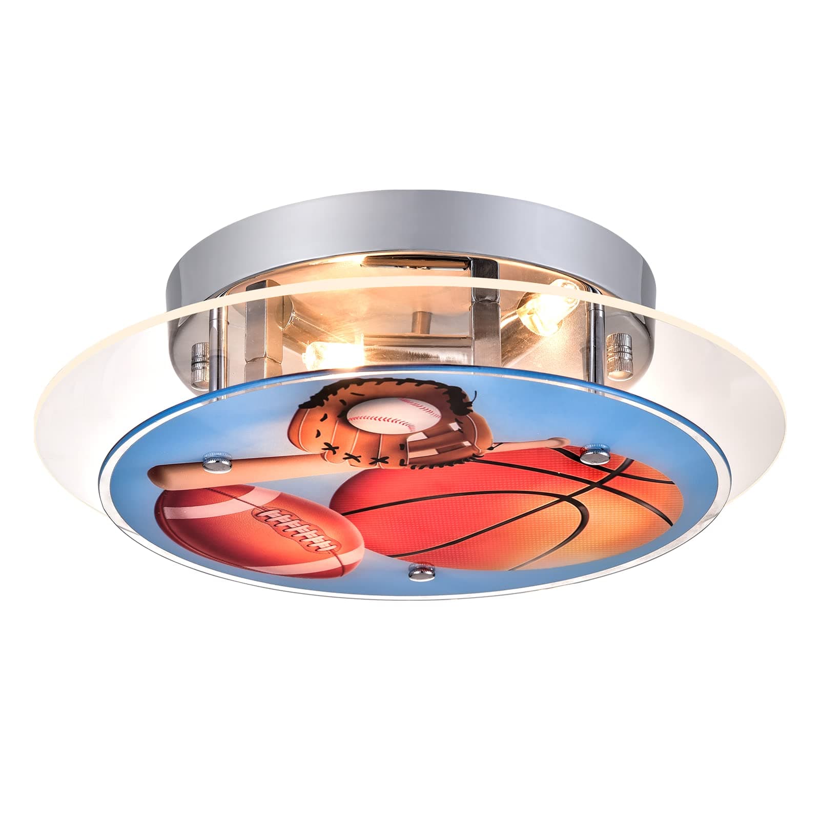 Maxax 3 Light Ceiling Lamp, Basketball Pendant Light Fixture, Baseball for Boys Room, Kids Room, Nursing Room