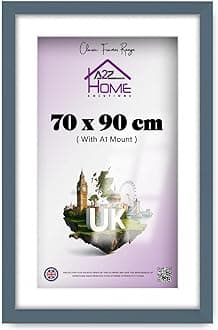 Wall Photo Frame Dark Grey 70x90 cm Frame With 80x60 cm Mount Picture Poster Print With Clear HD Perspex 30x15 MM Moulding Mounting Hooks MDF Backboard