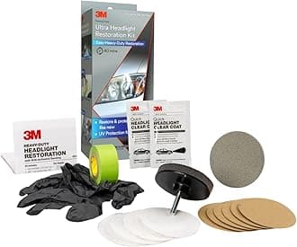 3M Ultra Headlight Restoration Kit, Easy Heavy-Duty Restoration, 39195, 1 Kit, Drill Required, Gray