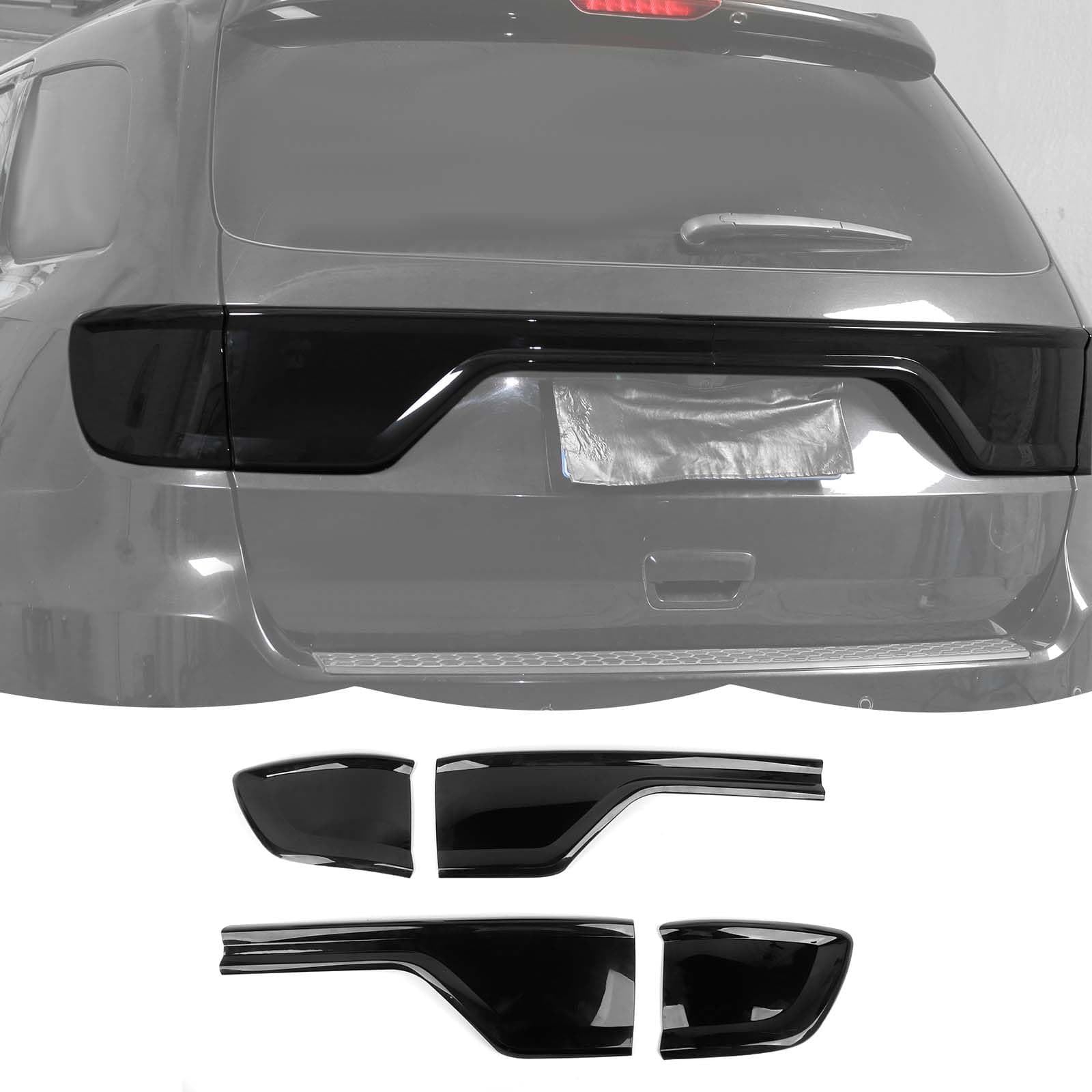 RT-TCZ Smoked Black Tail Light Lamp Cover Guard Trim Decoration Exterior Accessories Compatible with Dodge Durango 2014-2024