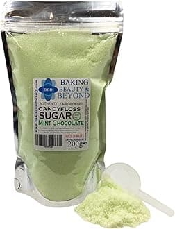 Baking Beauty and Beyond Premium Floss Sugar for Cotton Candy - Cotton Candy Flossing Sugar with Natural Ingredients, Perfect for Every Occasion, Bulk Floss Sugar 200g - Mint Chocolate Flavour