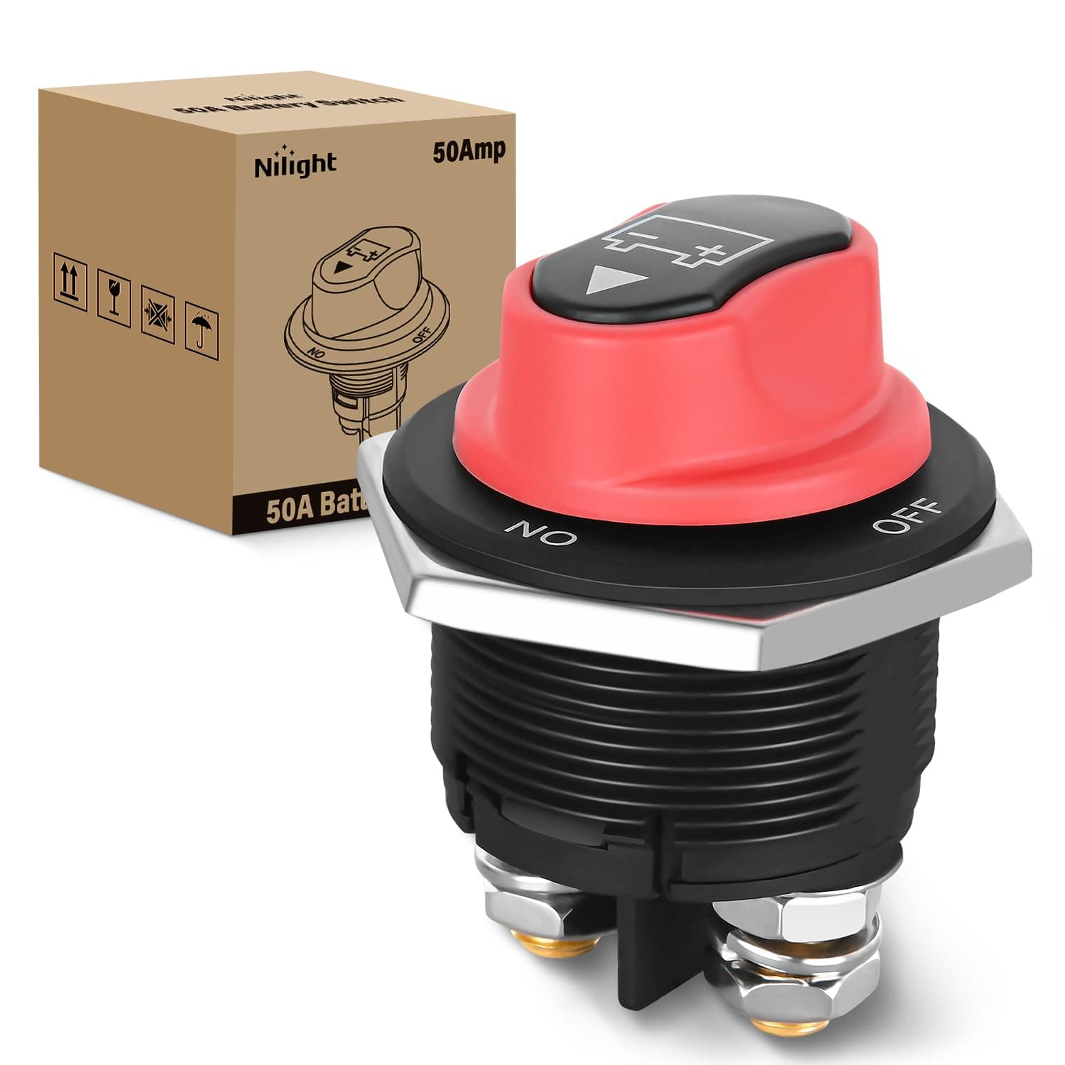 Nilight Battery Disconnect Switch 200A Master Isolator 12V 24V 48V On Off Power Cutoff Disconnector Waterproof Heavy Duty for Marine Boat Car RV ATV UTV Yacht