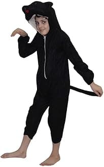 Kaku Fancy Dresses Fleece Bear Wild Animal Costume For Kids - Black, 7-8 Years | Animal Fancy Dress For Boys & Girls