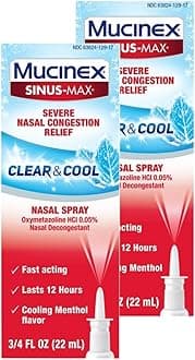 Sinus Max Clear & Cool Nasal Decongestant Spray, Cooling Menthol Flavor, 0.75 fl oz, Fast Acting Medicine That Lasts 12 Hours, Relieves Sinus Pressure and Nasal Congestion