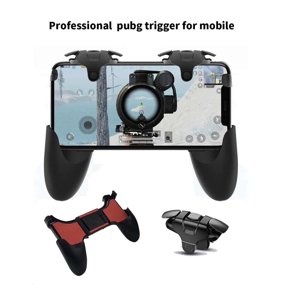 NEKRASH Pubg-III Mobile Battle Royale Sensitive Shoot and Aim LT016BLG-Supports Controller Trigger with Handle for All Android and iOS Phones -Pair of 1