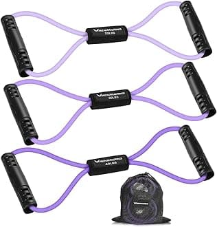 Figure 8 Fitness Resistance Bands with Handles - Exercise Tube Band Set of 3 for Arm and Shoulder Stretch, Rope 8 Word Elastic for Women and Men