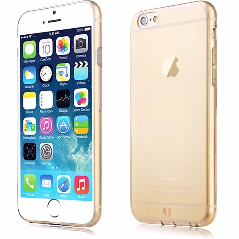 Vandot Accessories Set 0.2mm Ultra Slim Thin Gel Soft Clear Silicone Skin Mobile Phone Case for Smartphone Apple iPhone 6 Plus 5.5 inch Hard Case Back Cover Case Shell Protective Bumper Shell Silicone- Gold - Clear Transprante Crystal clear - Stylish Designer Cases Made from Soft TPU