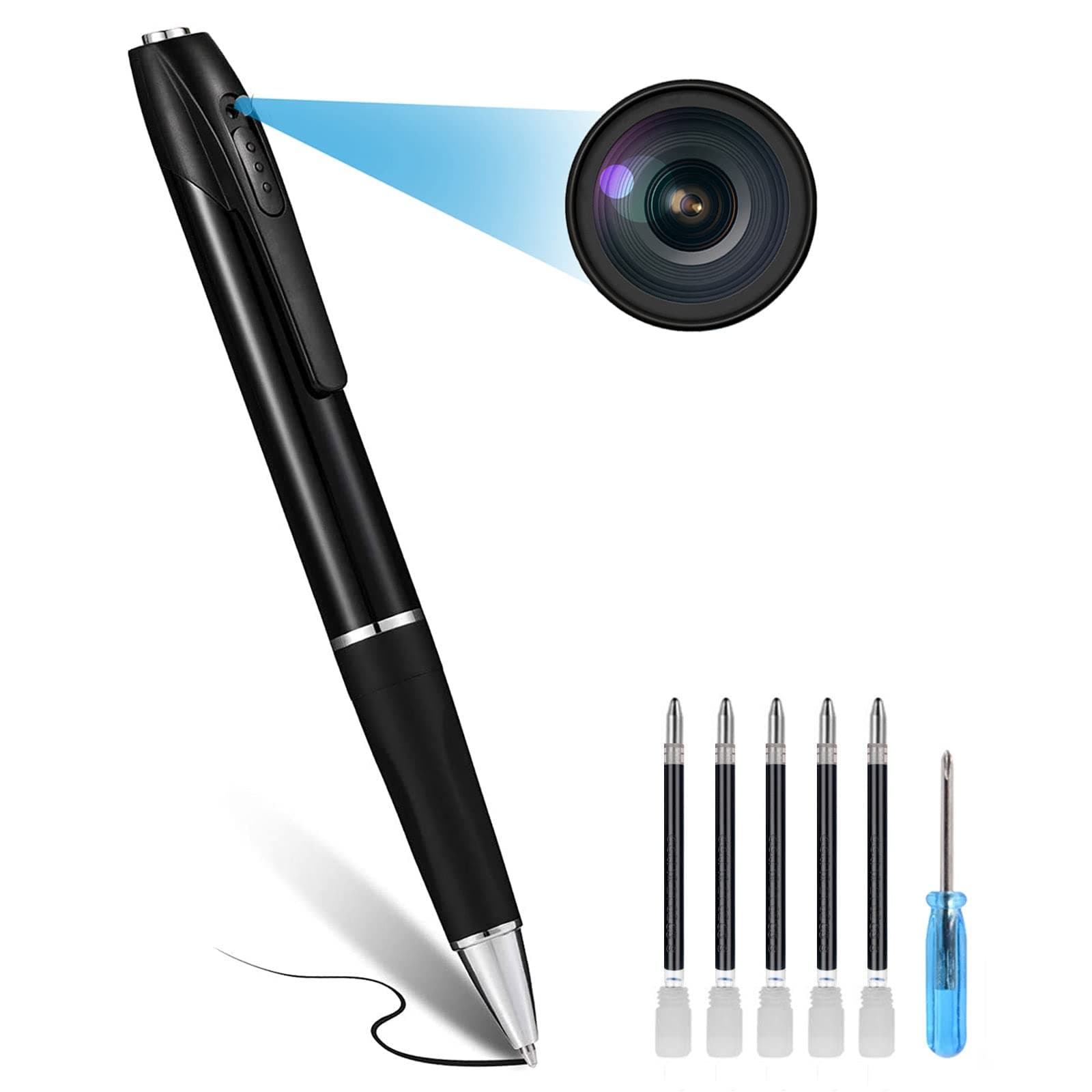 64GB Hidden Camera【2023 Upgraded Version】, Spy Camera, Pen Camera with FHD1080P, Nanny Cam with 180 Minutes Battery Life, Body Camera for Home Security or Classroom Learning (64GB(Black))