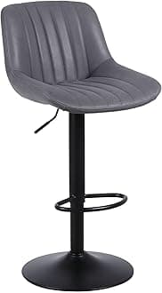 Youhauchair Bar Stools Set of 1, Swivel Counter Height Barstools with Back, Adjustable PU Leather Bar Chairs, Modern Armless Kitchen Island Stool, Dark GreyRecycled Claim Standard Blended