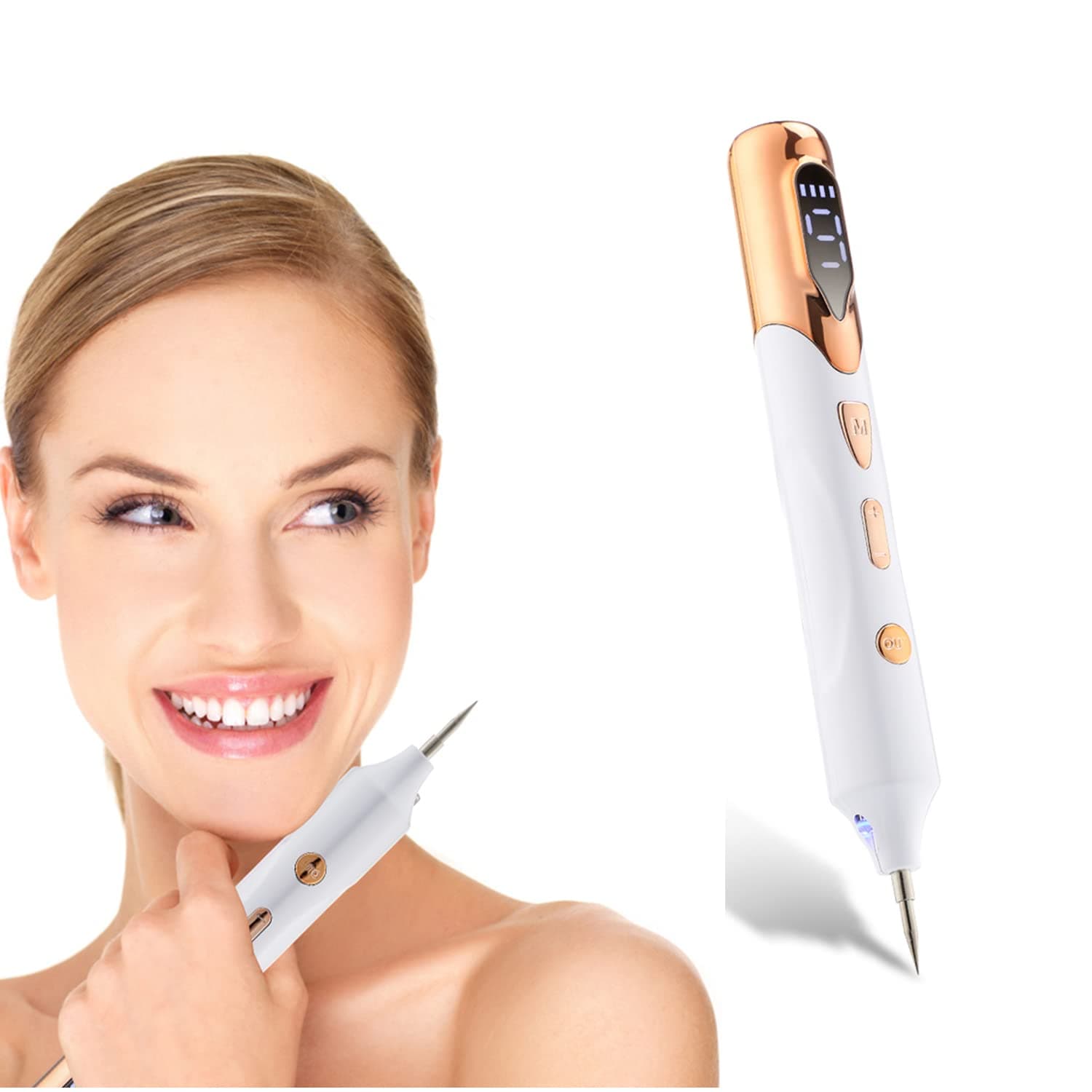 Laser Mole Removal Pen Wart Plasma Remover Tool Beauty Skin Care Corn Freckle Tag Nevus Dark Age Sweep Spot Tattoo Electric Set (GOLD-1)