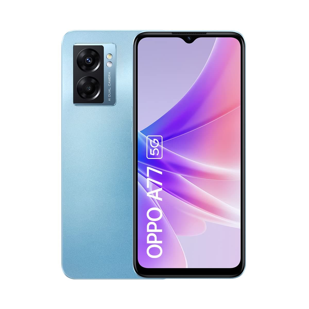 OPPO A77 5G Smartphone, MediaTek Dimensity 810 5G, 6.56” LCD HD+ 90Hz, 48MP+2MPrear camera, 8MP front camera, RAM 4GB + ROM 64GB with RAM expansion, 5000mAh 33W Supervooc, Ocean Blue