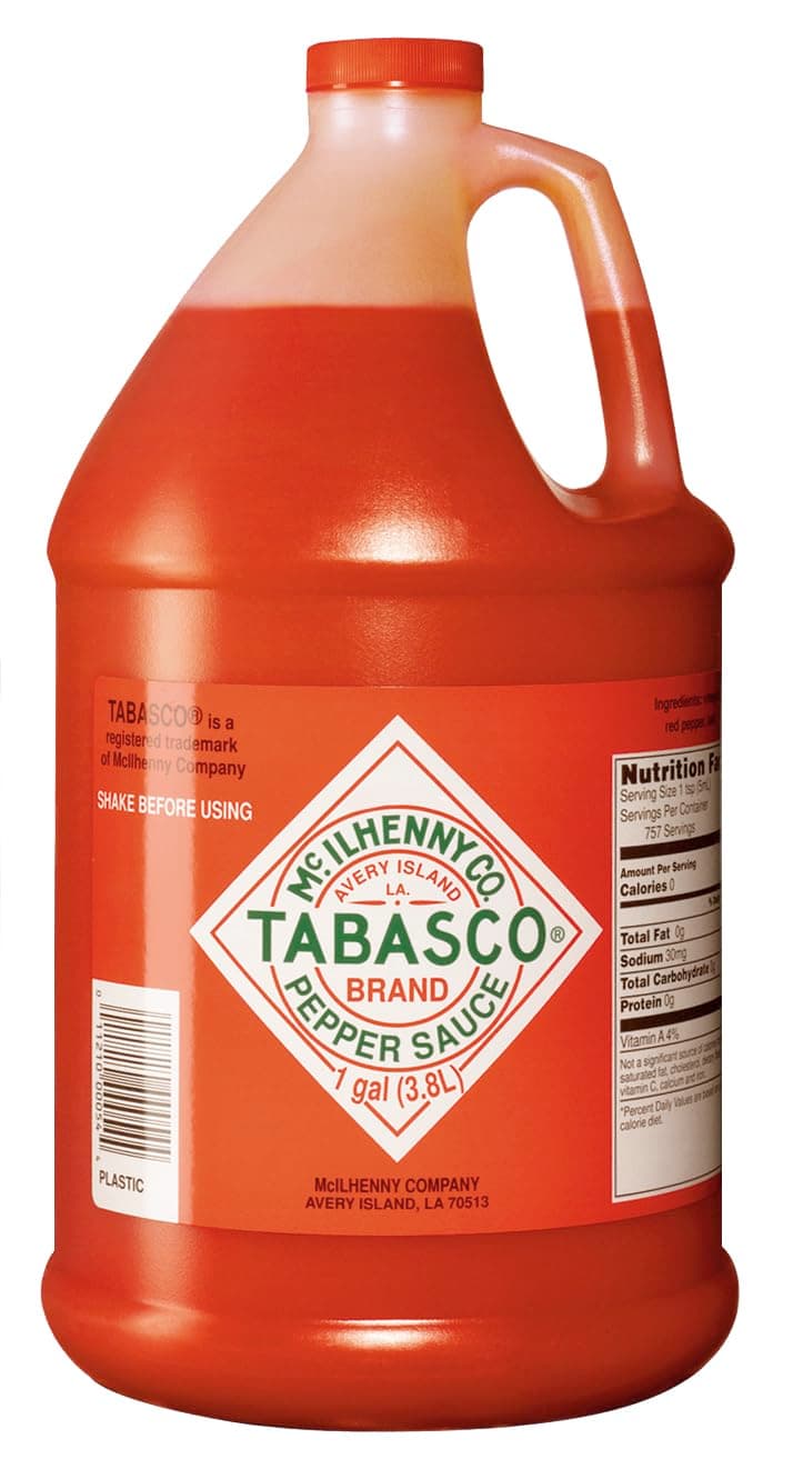 TABASCO Brand Original Red Pepper Hot Sauce, Medium Heat, Bulk Plastic Jug, Classic & Versatile, Three Simple Ingredients, For Large Recipes & Marinades, Great on Everything, 128 Fl Oz (Pack of 1)