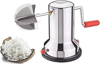 Dayalu Kitchen Coconut Scraper Peeler Grater Shredder Manual Operated, Coconut Shredder, Rotating Coconut Scraper with Vacuum Base Stainless Steel Grater Machine - Silver