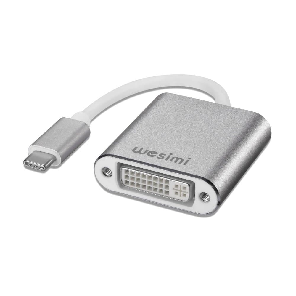 USB Type C(Thunderbolt 3) to DVI Adapter, wesimi USB 3.1 (USB-C) to DVI-D Adapter Male to Female Converter for Apple New MacBook [2015,2016,2017]