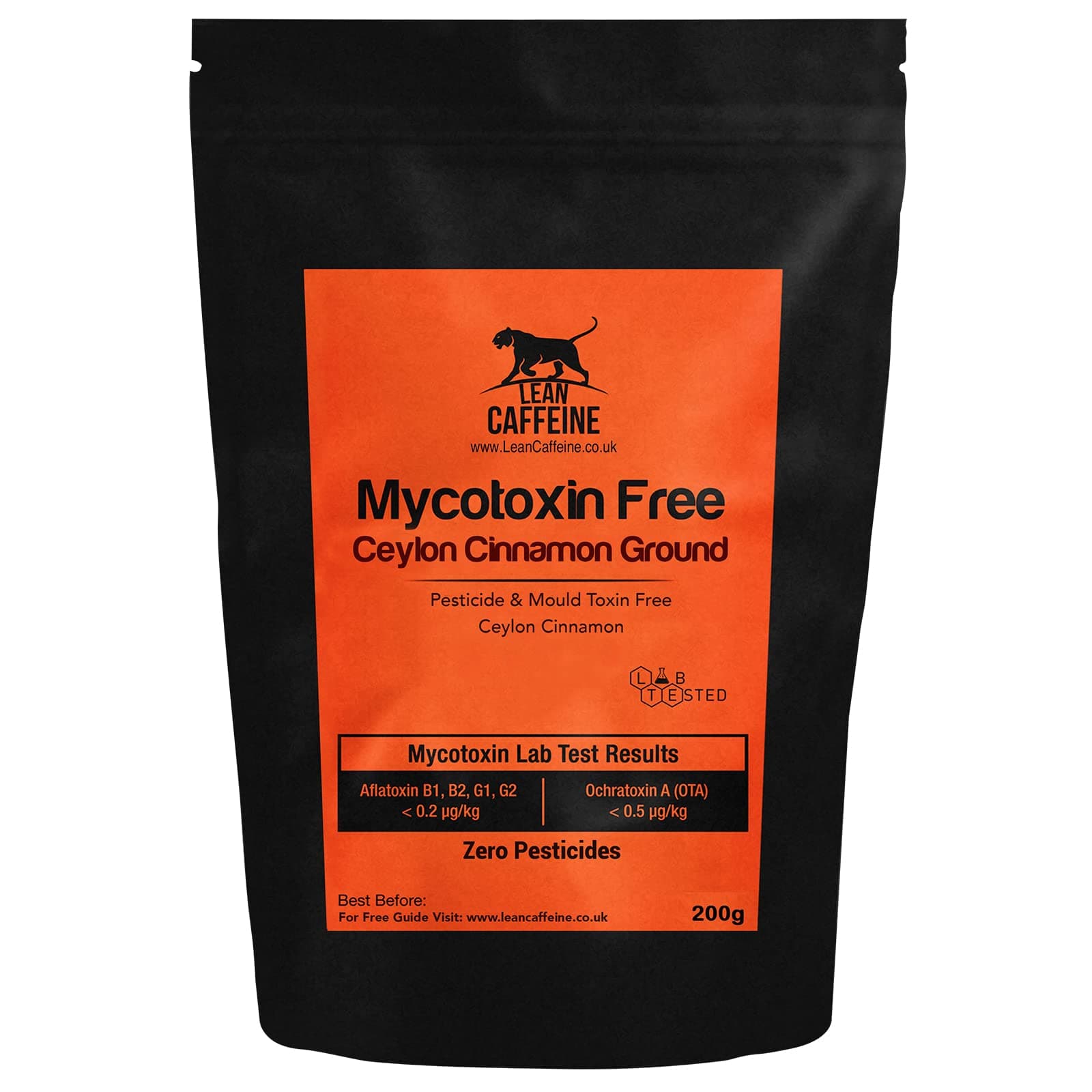 Lean Caffeine Ceylon Cinnamon Powder | True Sri Lankan Cinnamon Powder | Ground Cinnamon | Cinimon Powder Cinemon Cinamon Ceylon | Add to Bulletproof Coffee - Lab Free of Pesticides/Mycotoxins | 200g