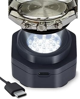 CoolFire (The Original) - USB-C UV Free Solar Watch Fast Charger for All Eco Solar Watches. Safe 24/7 Charging (No 8H Timer Needed). Reloj Hombre Portable Charger. BK