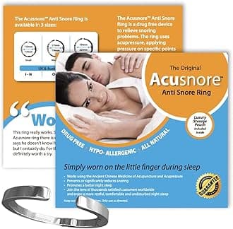 Anti Snoring Ring Acusnore® Anti Snore Ring - Stop Snoring Aids for Men & Women - Uses Acupressure to Aid Sleep & Reduce Effects of Snoring (3 Sizes) (Large)